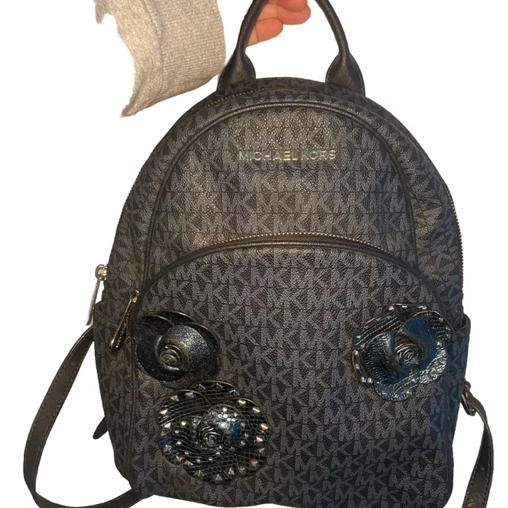 Michael Kors Gray Fashion Backpack with Monogram Design